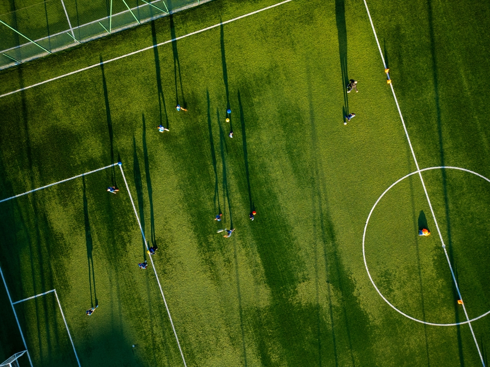 Aerial,View,Of,A,Youth,Soccer,Training,Session,On,A